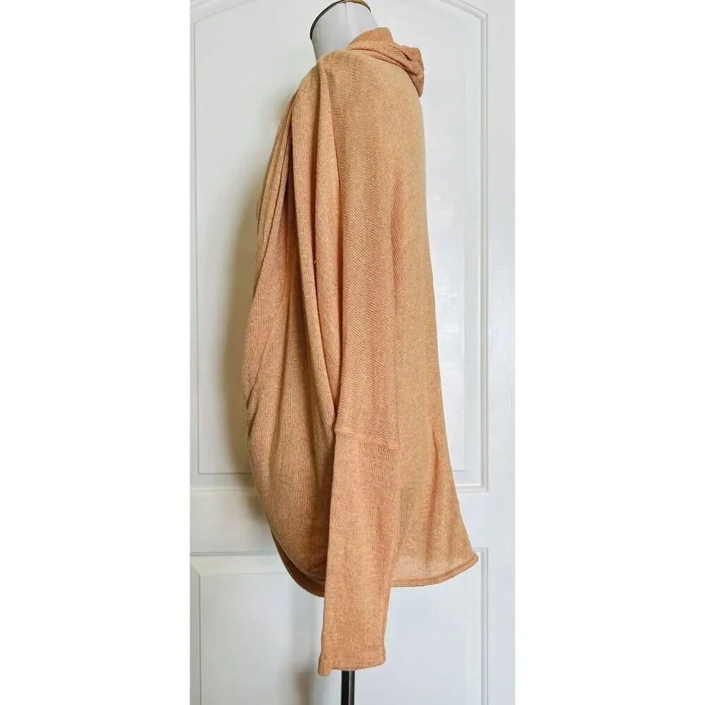 $68 FREE PEOPLE We the Free Sheila Draped Faux-Wrap Pullover Sweater Knit Top L